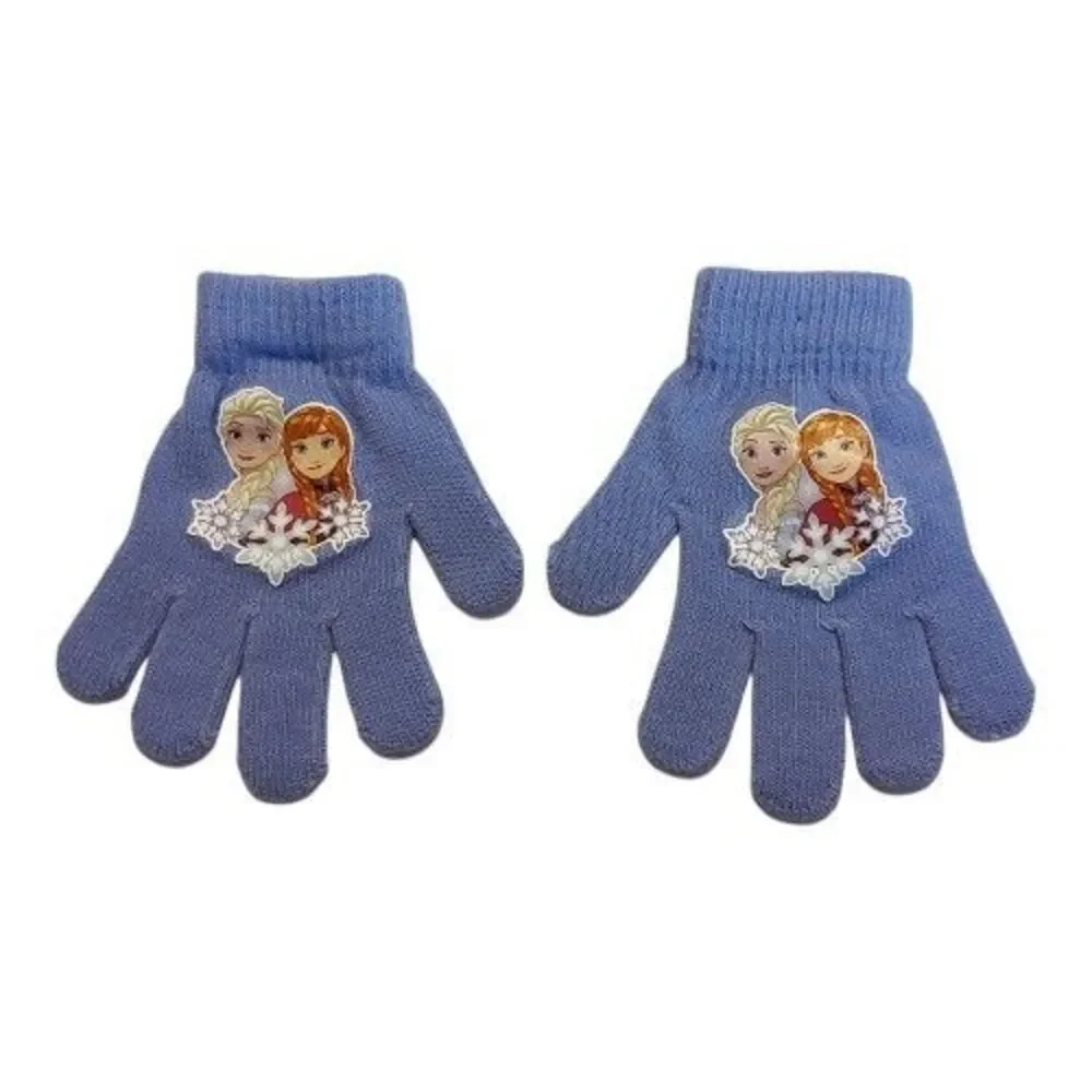 Disney Frozen Elsa & Anna Warm Girls Knit Winter Gloves Snowflake Purple NEW